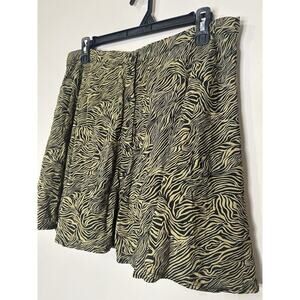 Urban Outfitters Zebra Print Mini Skirt Tan Black Button Front Flowy Y2K Size LG